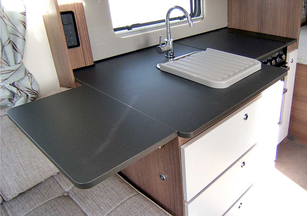 The kitchen has a handy worktop extension flap which can be utilised when preparing meals.